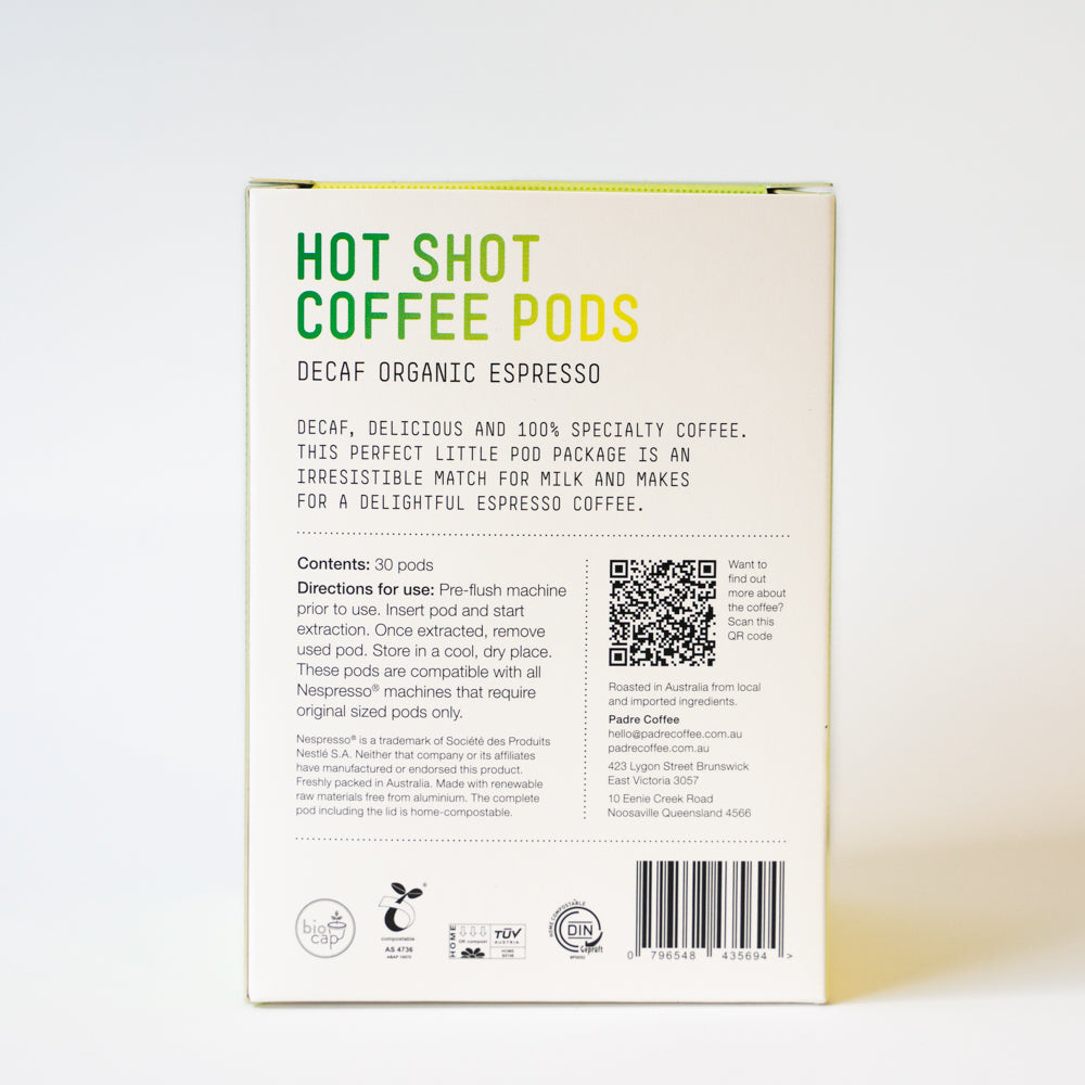Hot Shot Coffee Pods - Decaf Organic