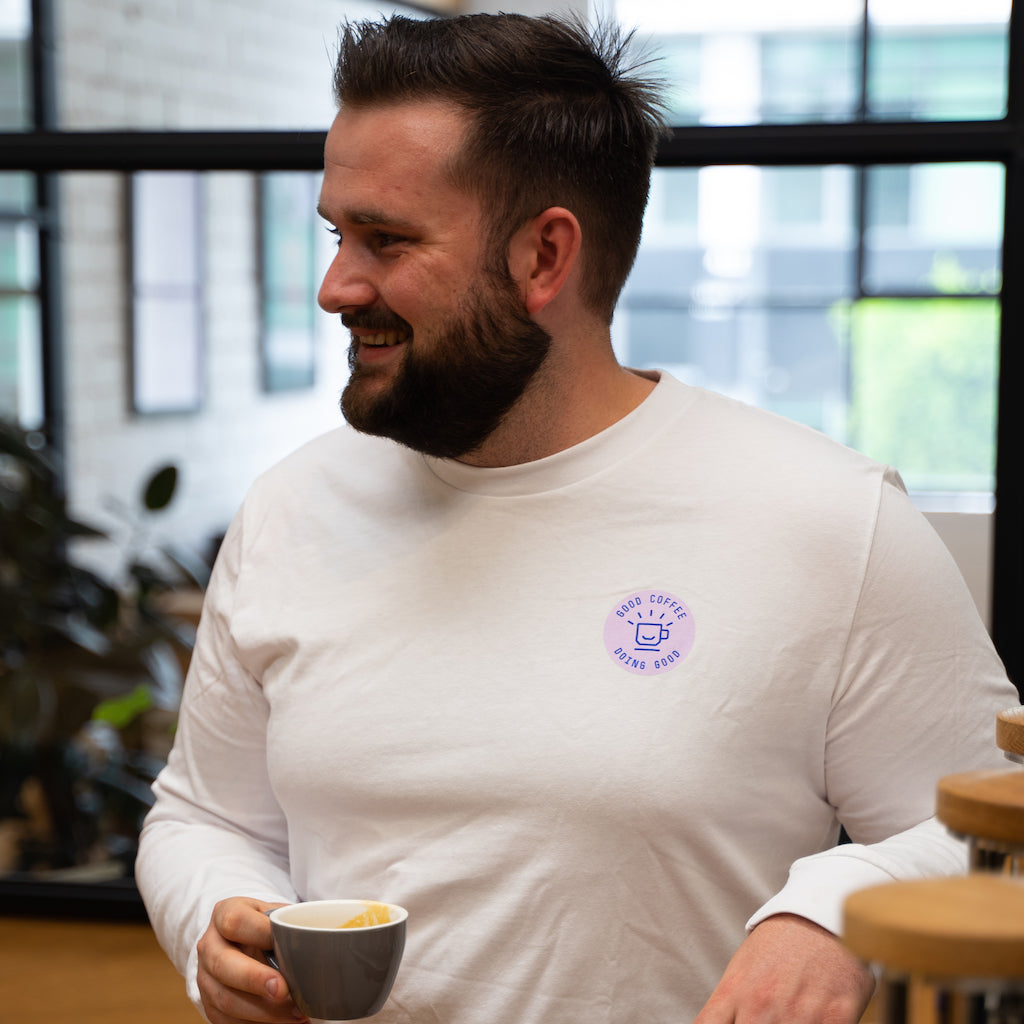 Good Coffee Doing Good - Long-Sleeved Tee (White)